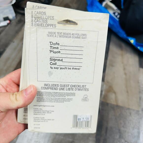 VTG 2001 BARNEY 8-Pack Party Invitations by Designware Lot of 2 (16 Invites) - Picture 4 of 5